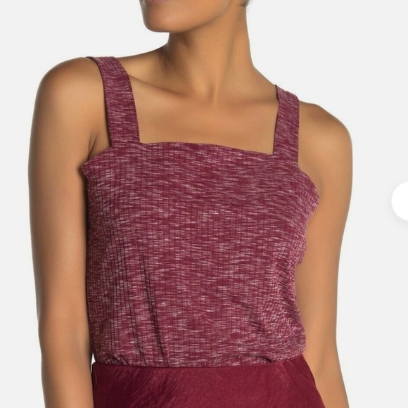 Bobeau Cranberry Ribbed Marl Knit Stretchy Tank Top - Small‎ NEW - Picture 2 of 7
